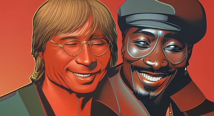 2pac and John Denver, image generated by AI